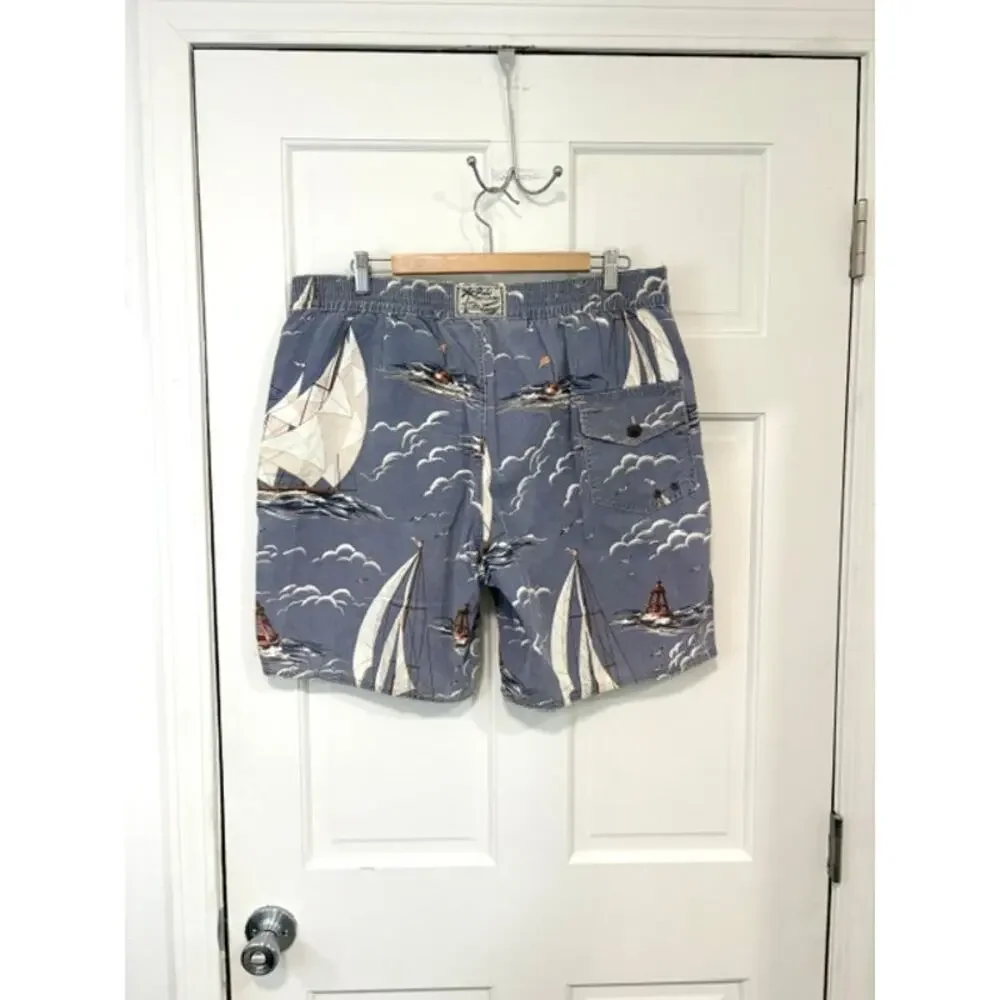 Vintage Polo Ralph Lauren Sailboat Swim Trunks XL All Over Print 90's Nautical